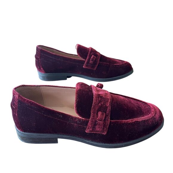 Cole Haan Cordovan Velvet Stassi Loafers Bordeaux Women's Size 8 *No Chain - Picture 4 of 11